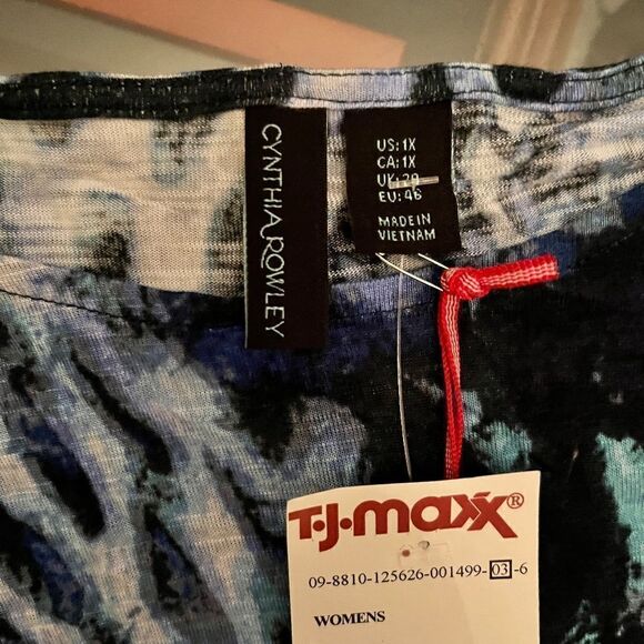 NEW Cynthia Rowley 1XL Top Tunic Animal Print Blue White NEW - Picture 6 of 13